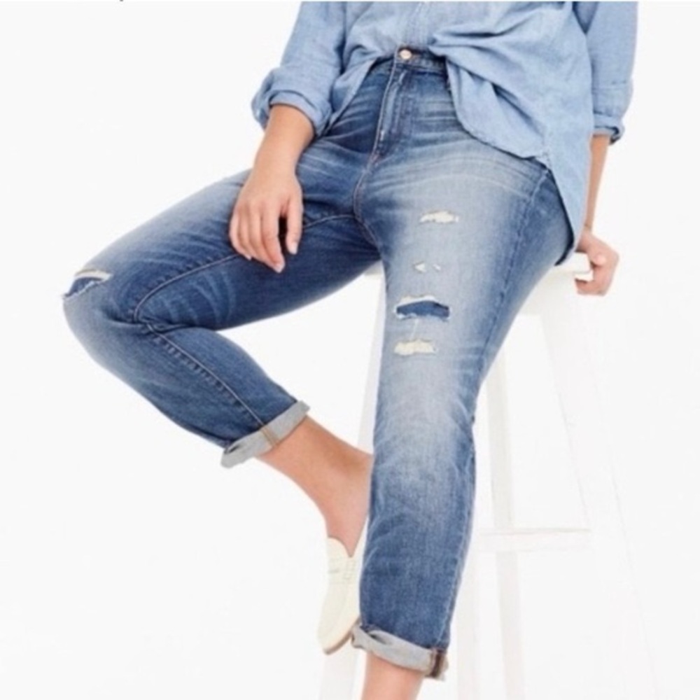 J. Crew broken in boyfriend dark wash